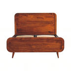 Curved Chestnut Mango Wood Double Bed - Avivra