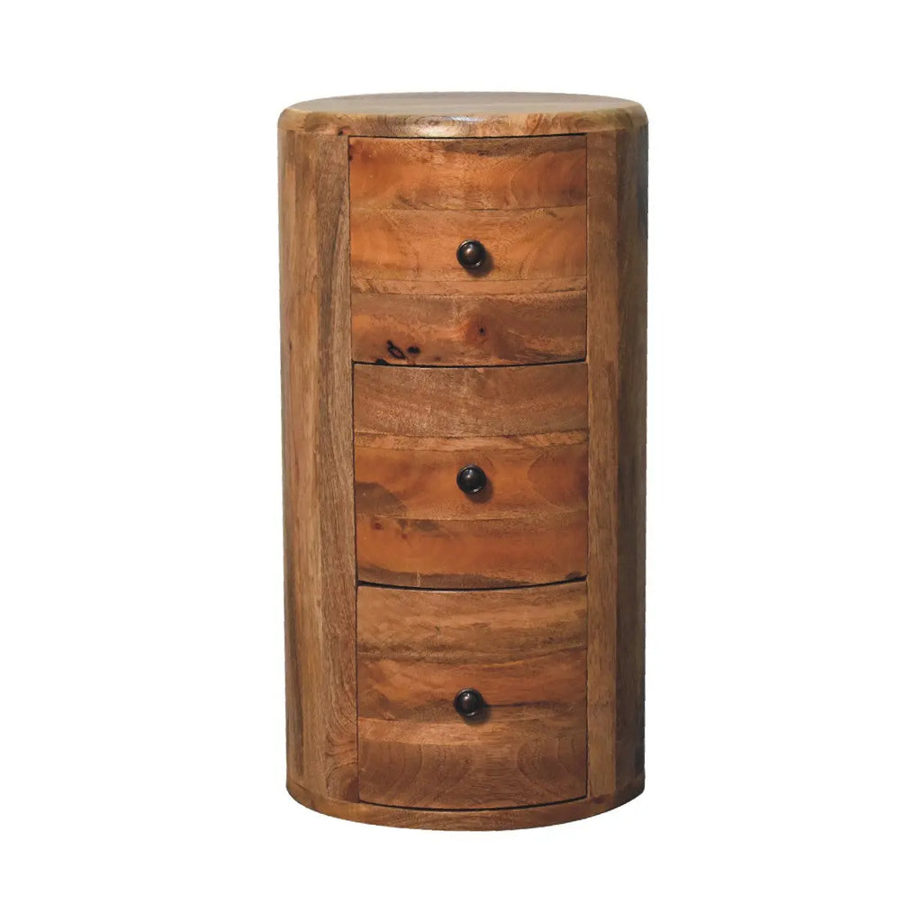 oak-ish drum chest round mango wood storage table