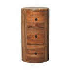 oak-ish drum chest round mango wood storage table