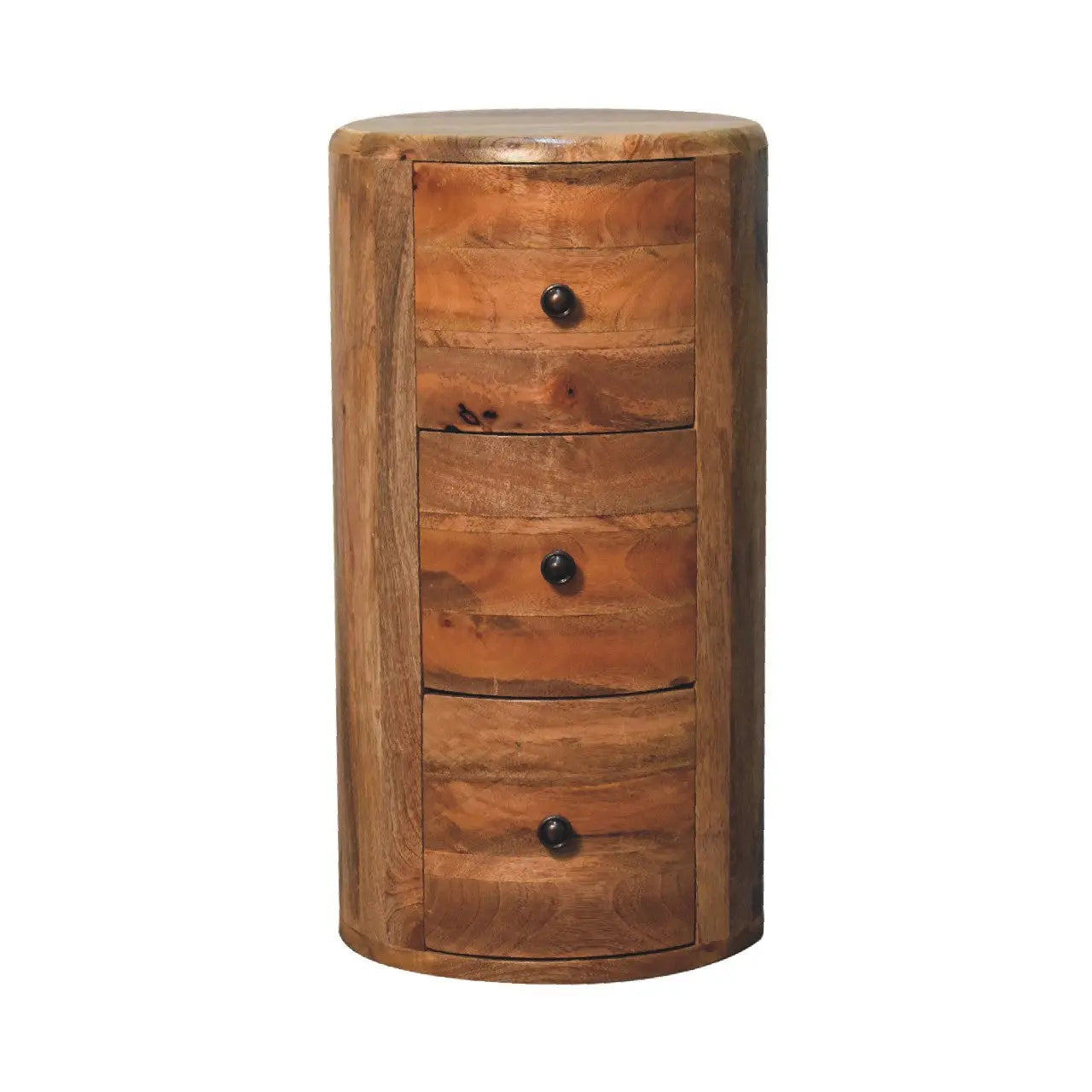 oak-ish drum chest round mango wood storage table