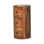 round solid wood chest with three drawers