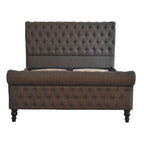multi tweed roll top upholstered bed with button tufted headboard