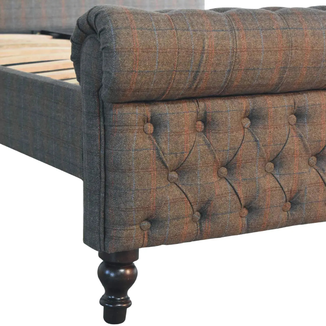 Multi Tweed Roll-Top Bed | Upholstered Bed Frame - Avivra