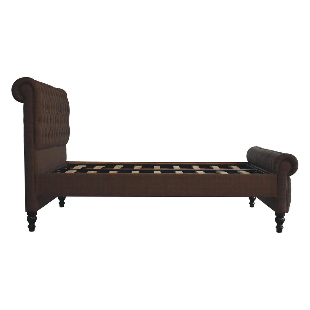 Multi Tweed Roll-Top Bed | Upholstered Bed Frame - Avivra