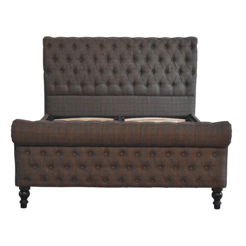 Multi Tweed Roll-Top Bed | Upholstered Bed Frame - Avivra