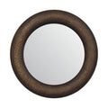 round hammered metallic wall mirror