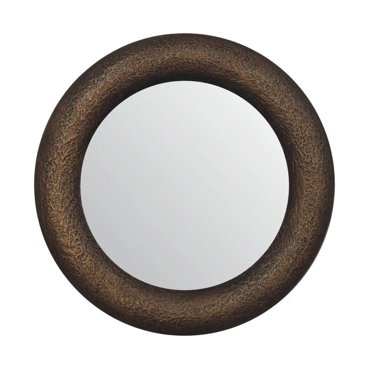 round hammered metallic wall mirror