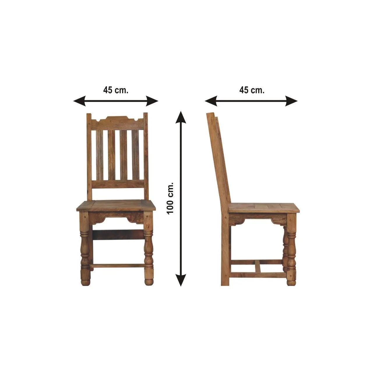 Granary Dining Chair Set of 2 – Hand-Distressed Oak-ish Finish - Avivra