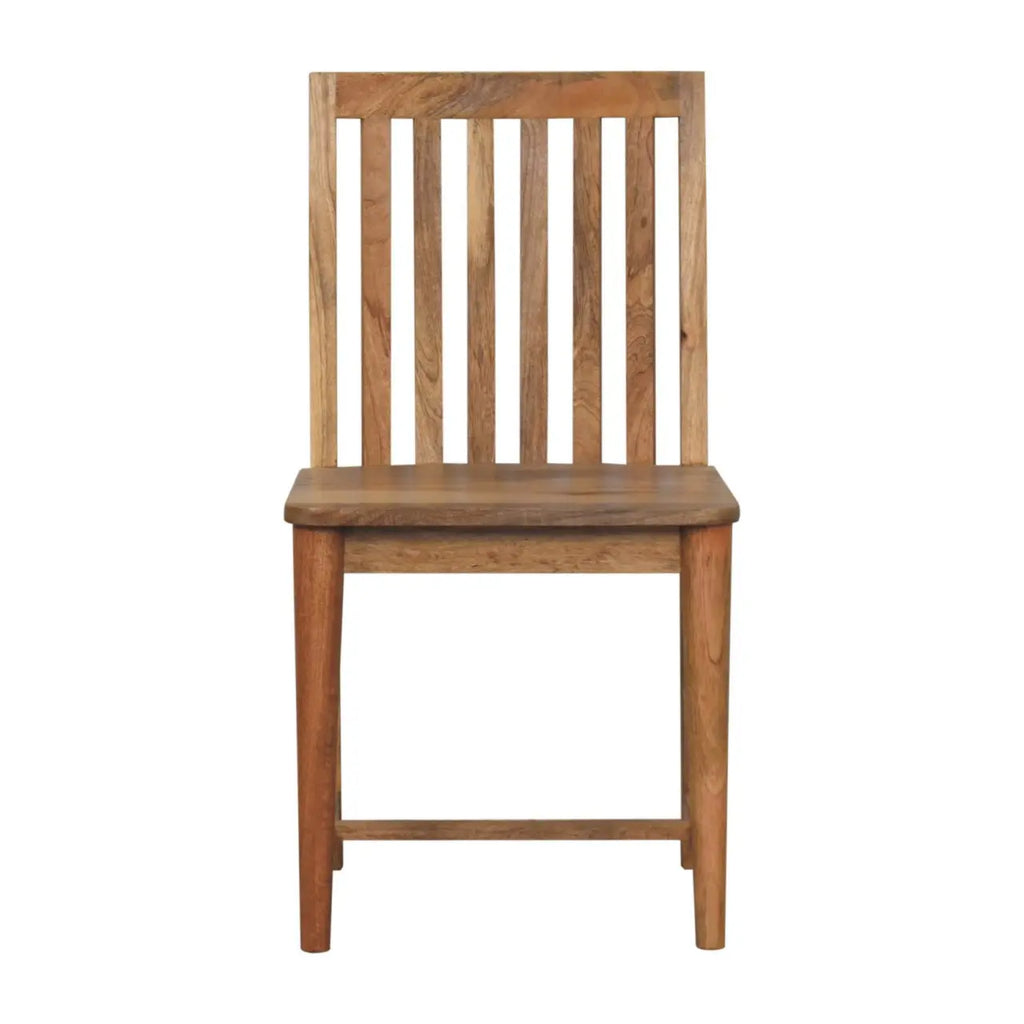 Ariella dining chair crafted from solid mango wood in an oak-ish finish