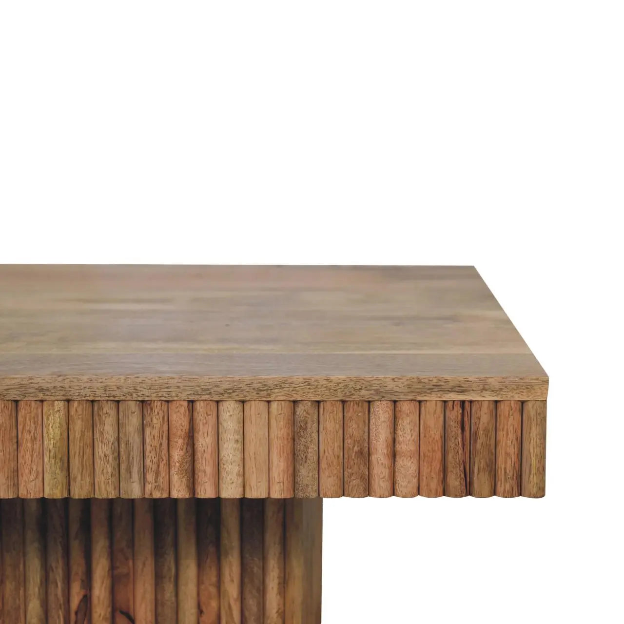 Wooden table with a rustic design on a white background