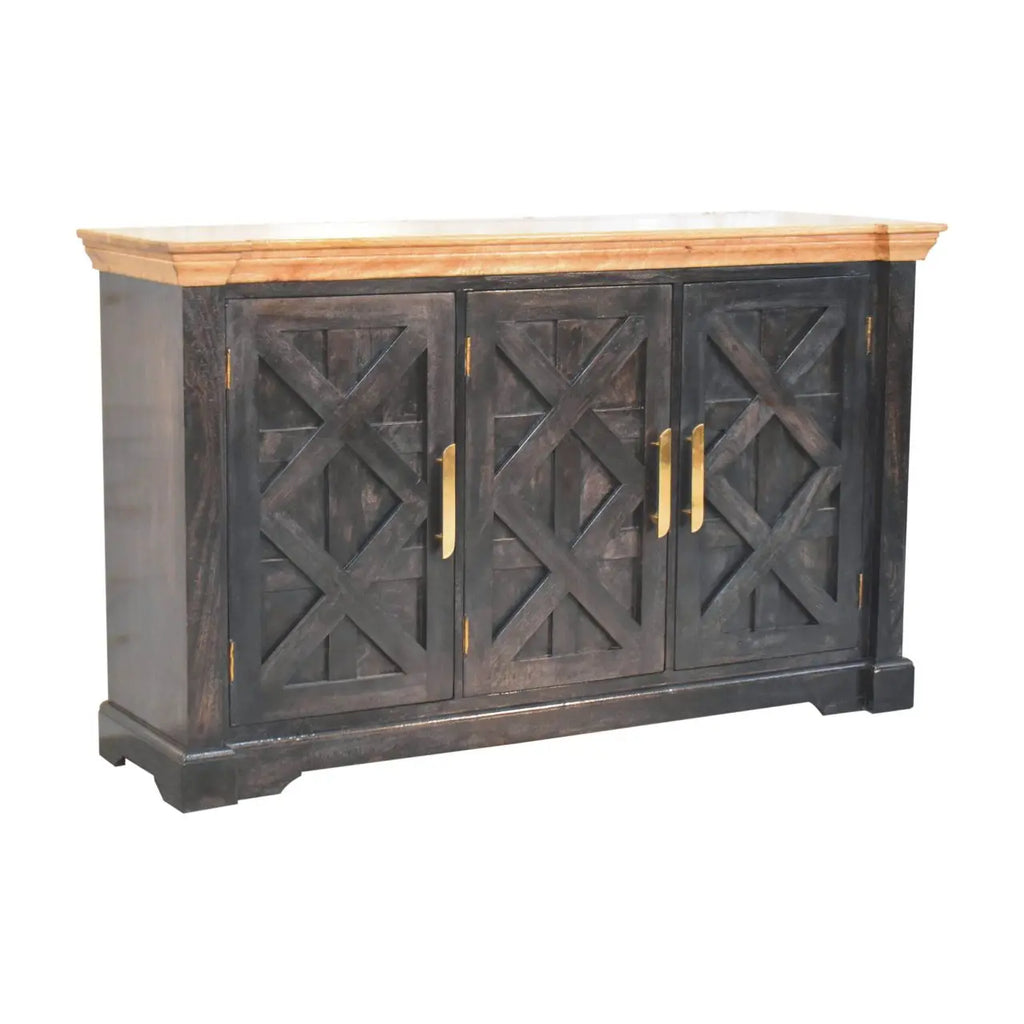Regal Ash Black Rustic Sideboard | Ash Black & Oak Finish - Avivra