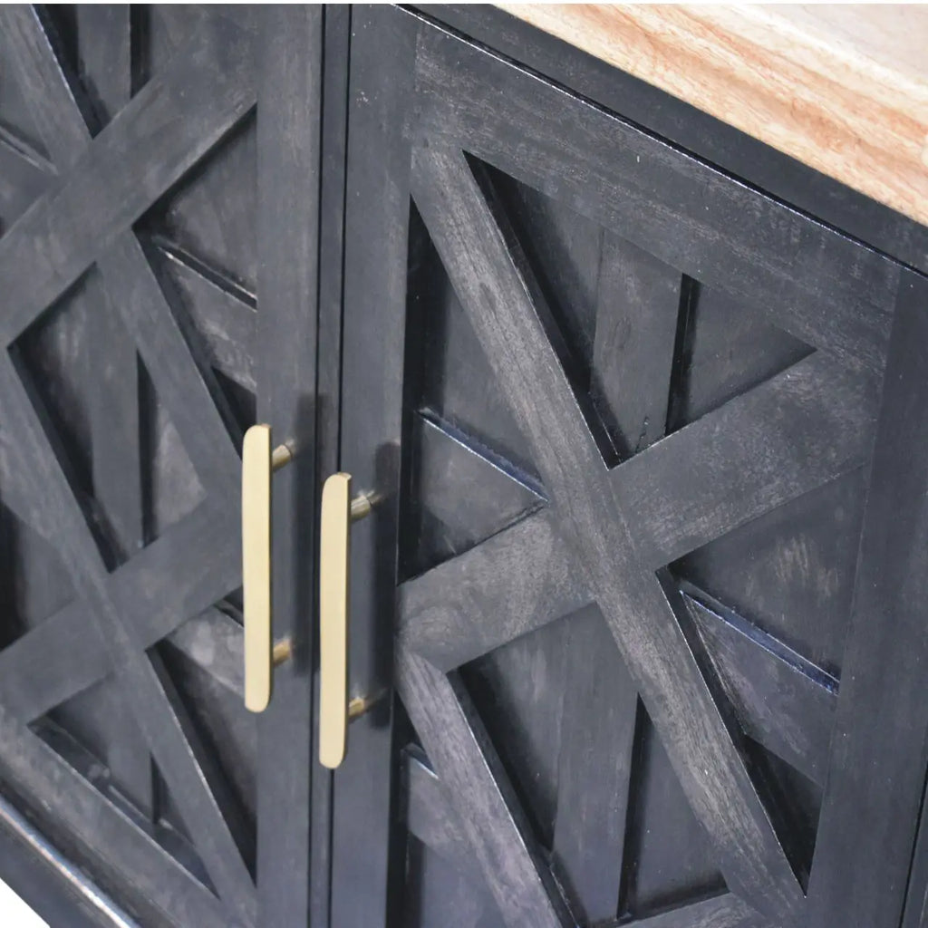 Regal Ash Black Rustic Sideboard | Ash Black & Oak Finish - Avivra