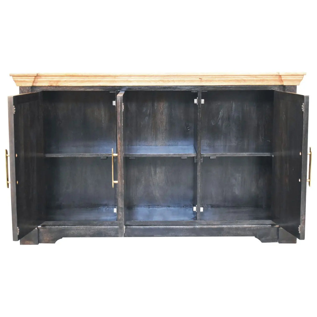 Regal Ash Black Rustic Sideboard | Ash Black & Oak Finish - Avivra