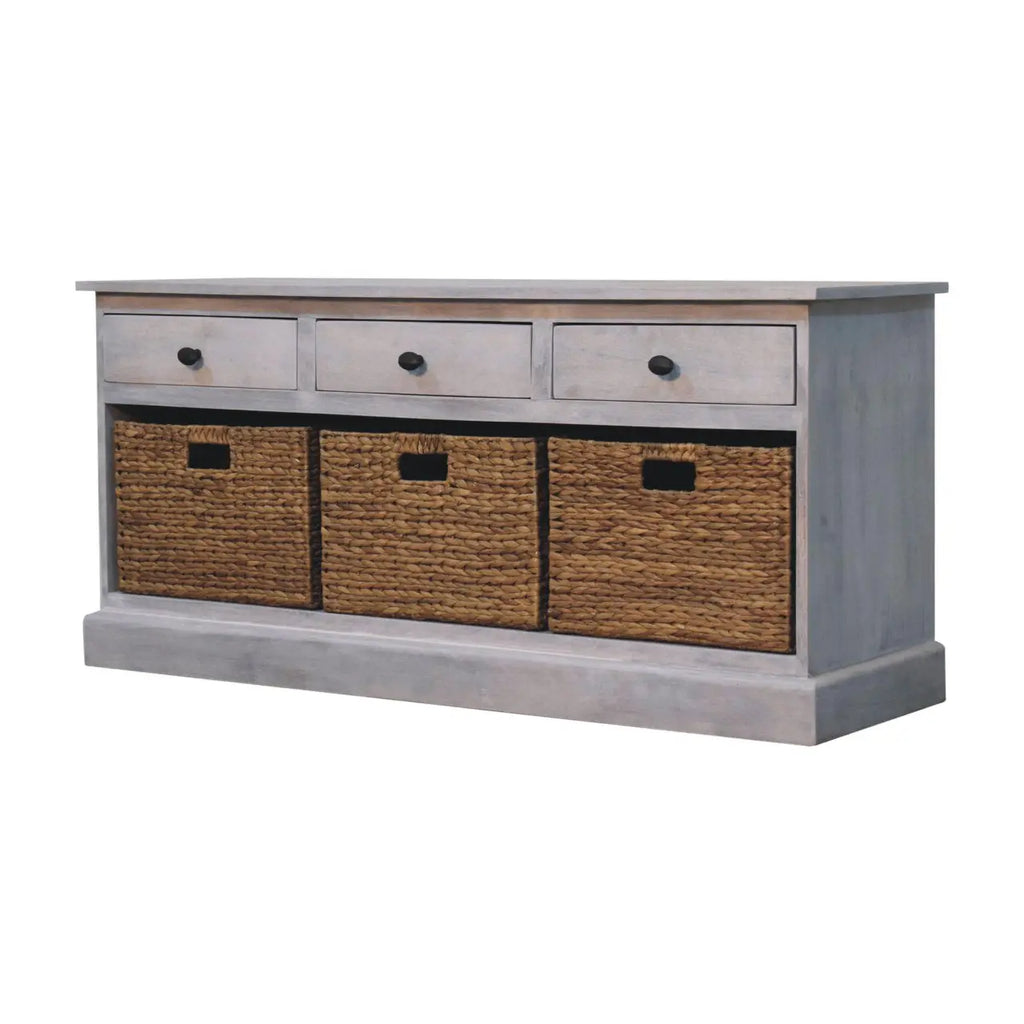 Acid Wash Basket Storage Cabinet | Wicker Storage - Avivra
