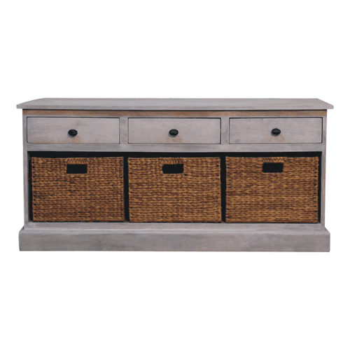Acid Wash Basket Storage Cabinet | Wicker Storage - Avivra