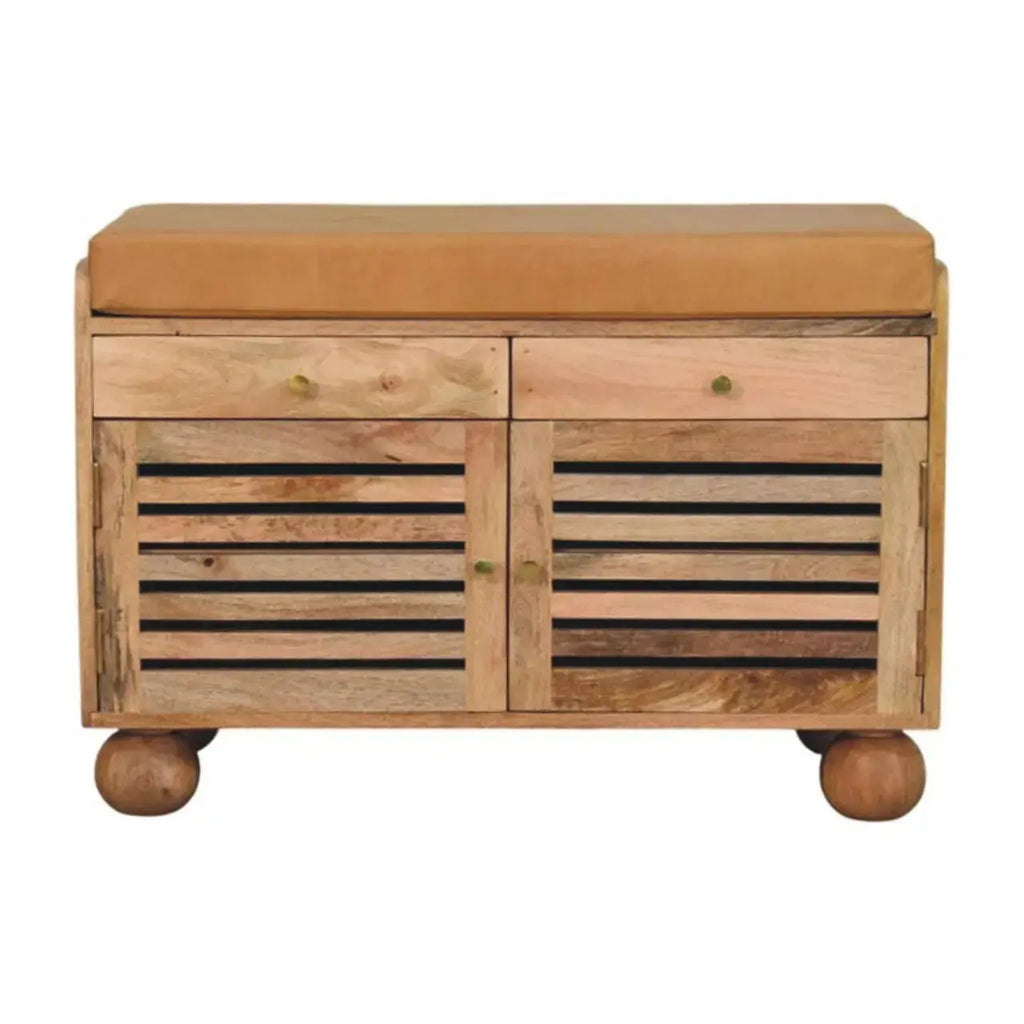 Shutter Oak-ish Shoe Rack with 2 drawers Avivra