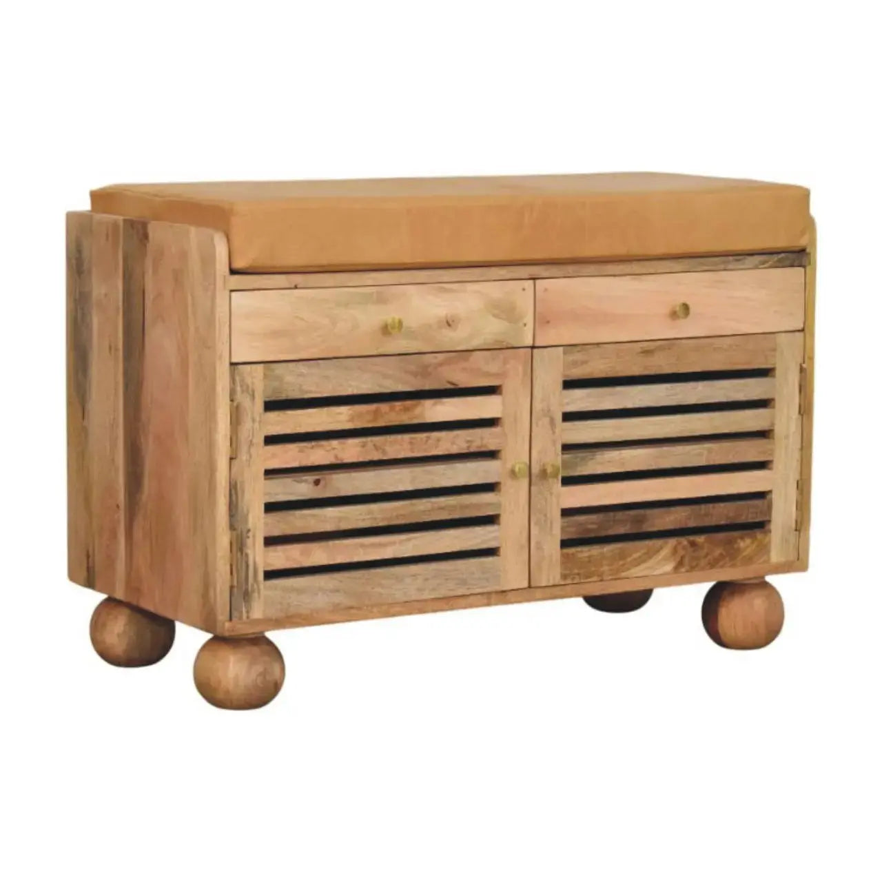 Shutter Oak-ish Shoe Rack with 2 drawers Avivra