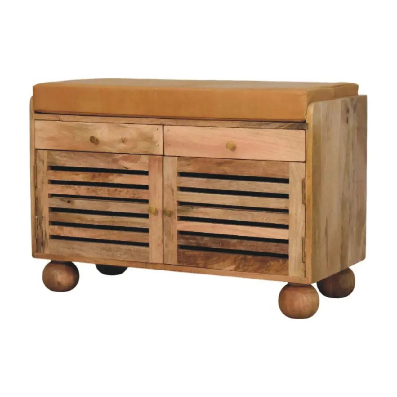 Shutter Oak-ish Shoe Rack with 2 drawers Avivra