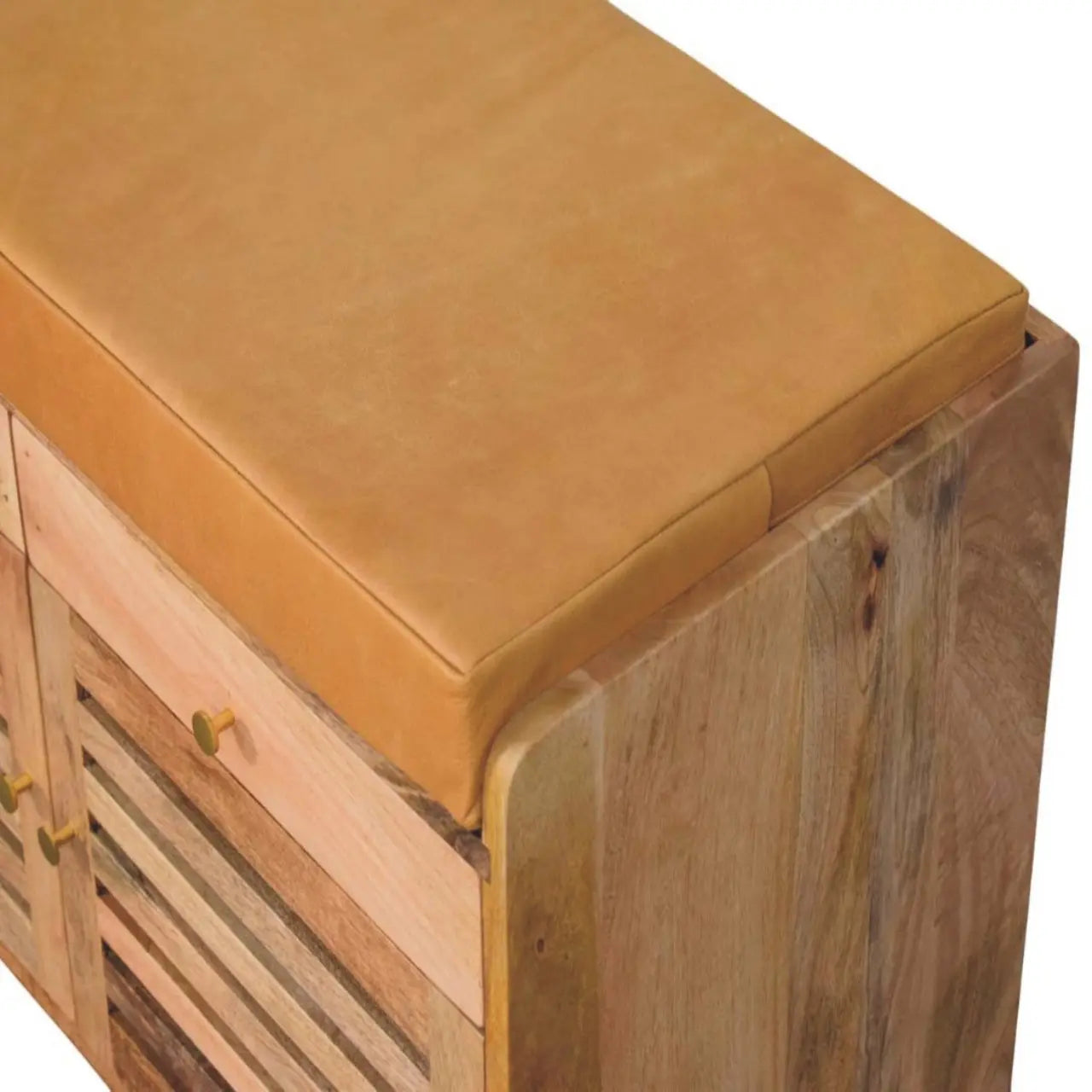 Shutter Oak-ish Shoe Rack with 2 drawers Avivra