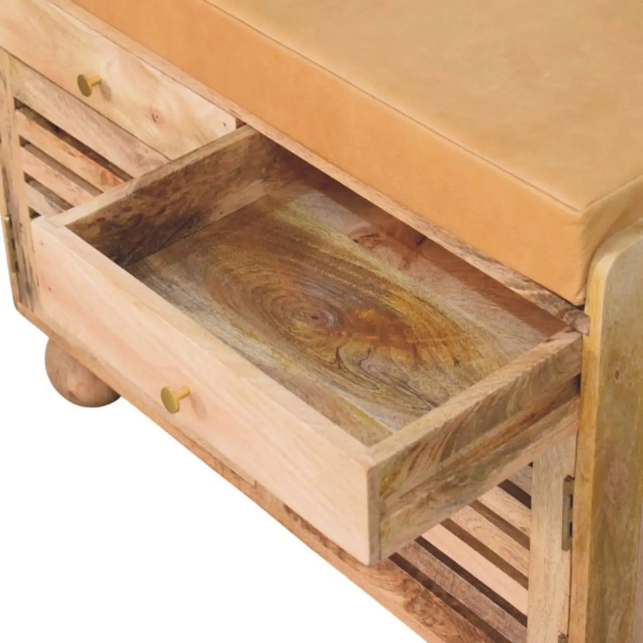 Shutter Oak-ish Shoe Rack with 2 drawers Avivra