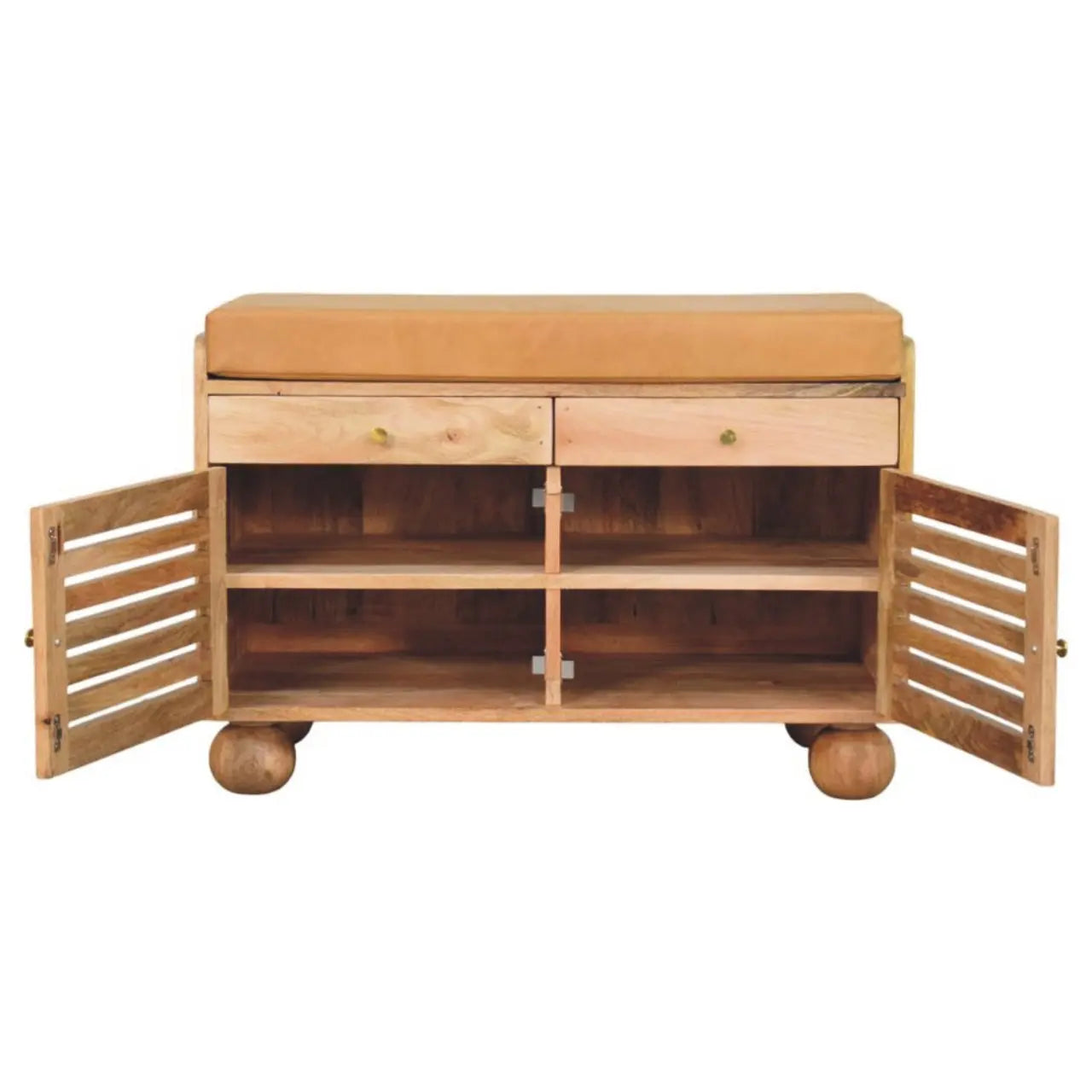 Shutter Oak-ish Shoe Rack with 2 drawers Avivra