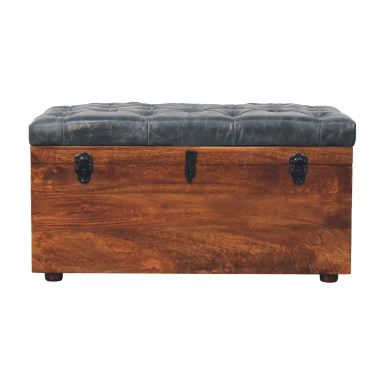 Black Buffalo hide leather Storage Trunk Avivra