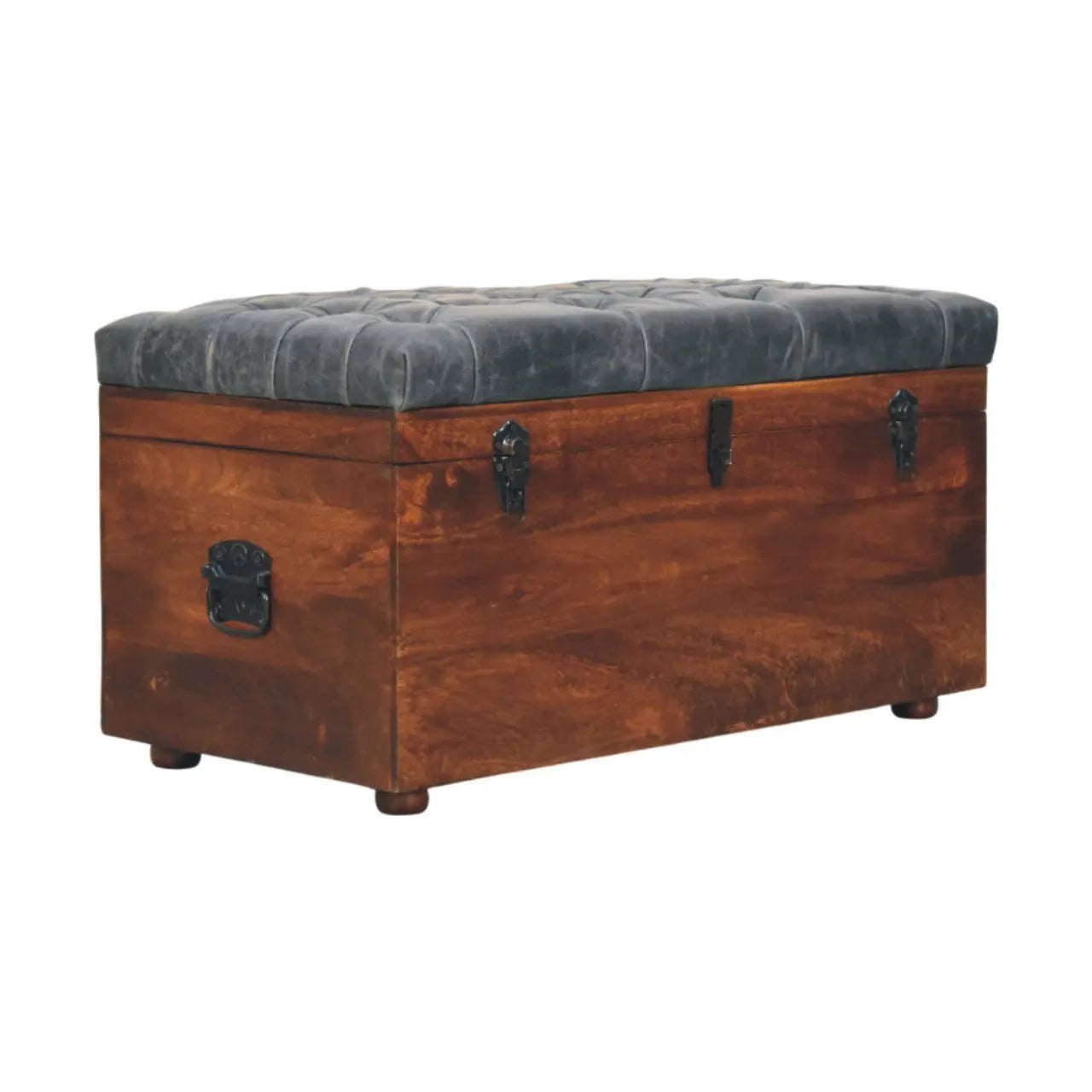 Black Buffalo hide leather Storage Trunk Avivra