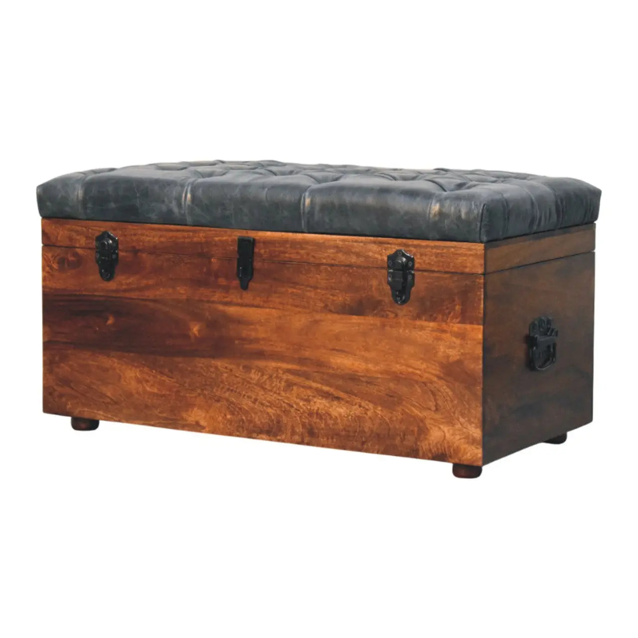 Black Buffalo hide leather Storage Trunk Avivra
