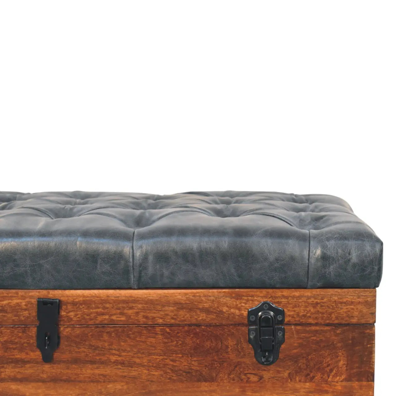 Black Buffalo hide leather Storage Trunk Avivra