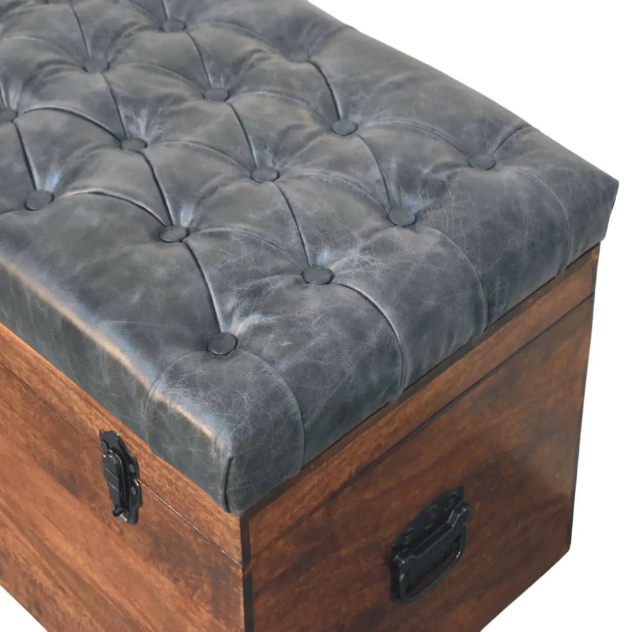 Black Buffalo hide leather Storage Trunk Avivra