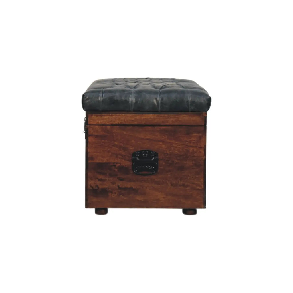 Black Buffalo hide leather Storage Trunk Avivra