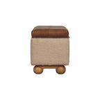 Boucle Lid- up Storage Ottoman | Buffalo Hide Leather - Avivra