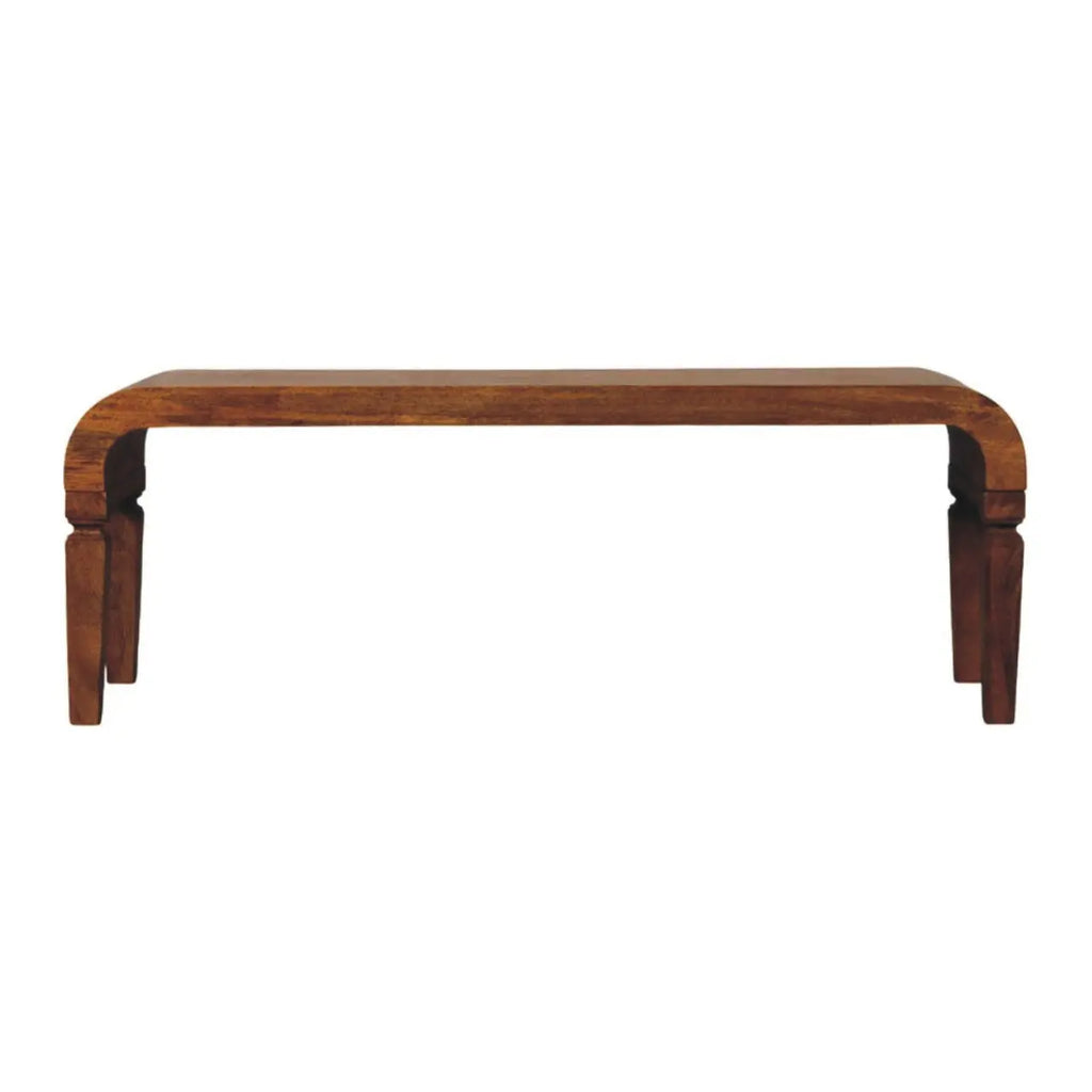 Arcus solid mango wood coffee table amber oak finish