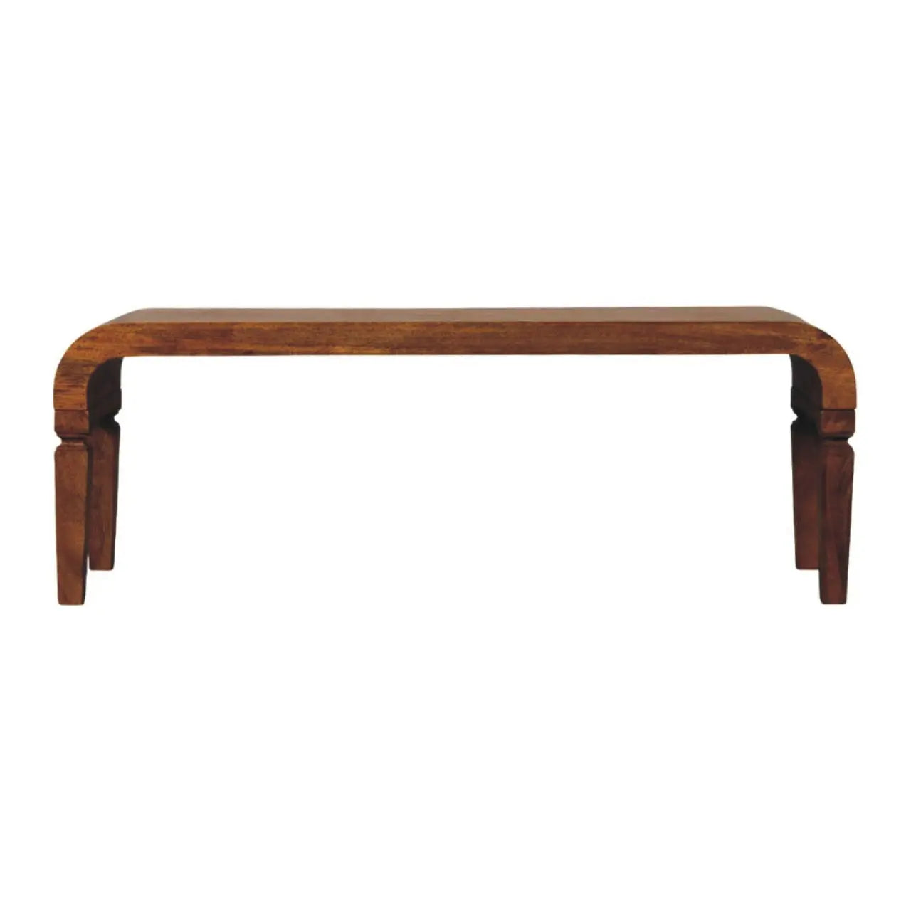 Arcus solid mango wood coffee table amber oak finish