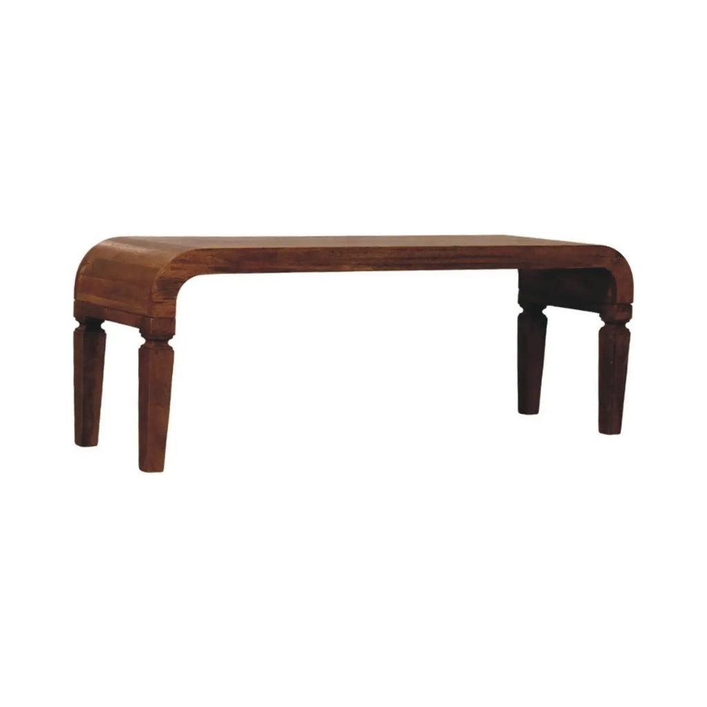 Arcus solid mango wood coffee table amber oak finish