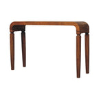 Arcus solid mango wood console table amber oak finish
