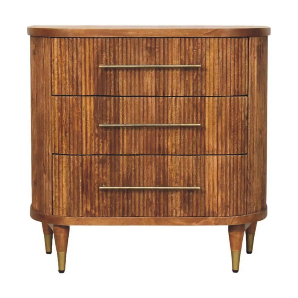 Emerson solid mango wood 3 drawer chest amber oak finish