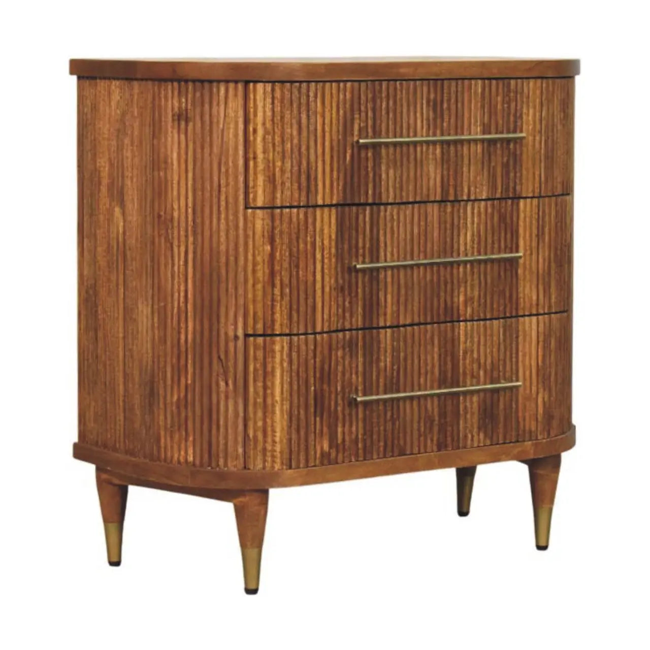 Emerson solid mango wood 3 drawer chest amber oak finish