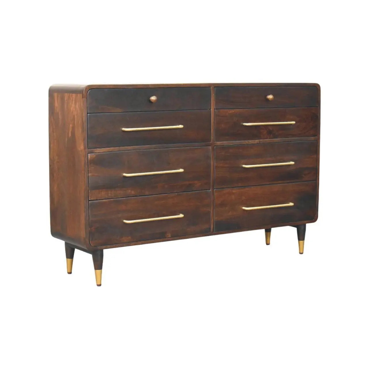 solid mango wood dresser with brass handles