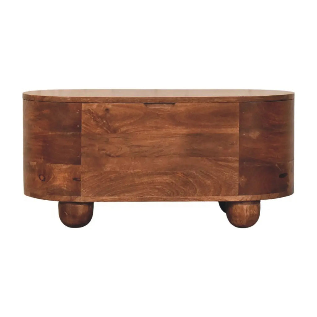Curva solid mango wood storage trunk roasted almond finish
