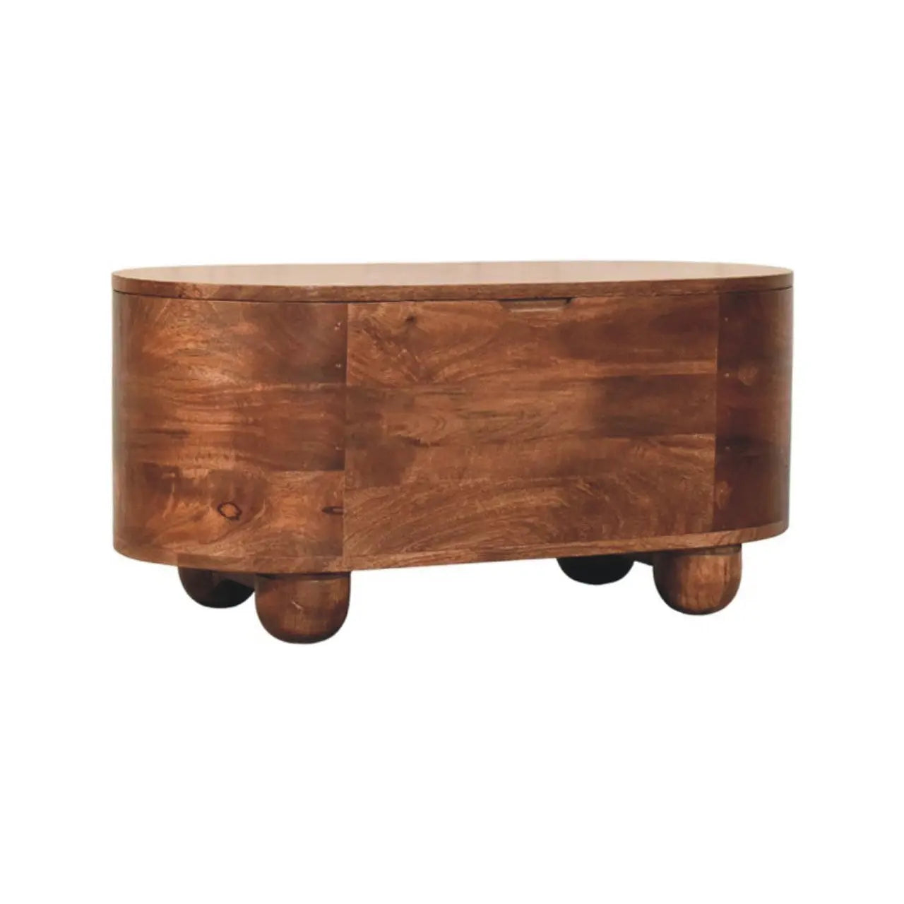 Curva solid mango wood storage trunk roasted almond finish
