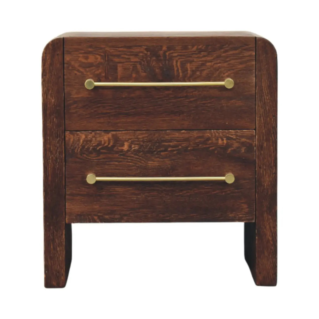 copenhagen smoked oak nightstand with brass handles