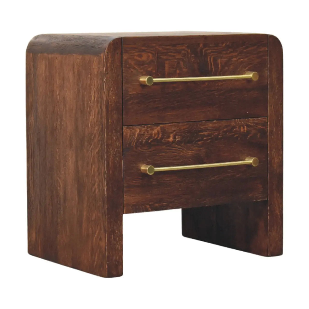 scandinavian oak bedside table with two drawers
