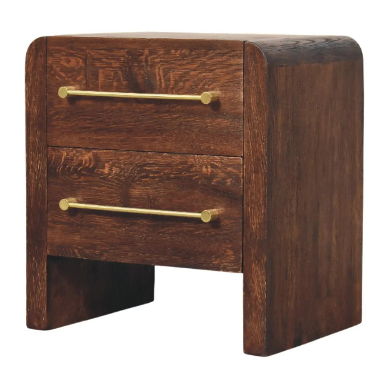modern smoked oak nightstand with rounded edges