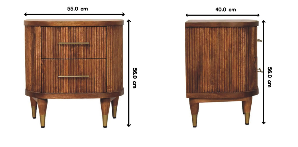 Ribbed Bedside with Brass Accents Avivra