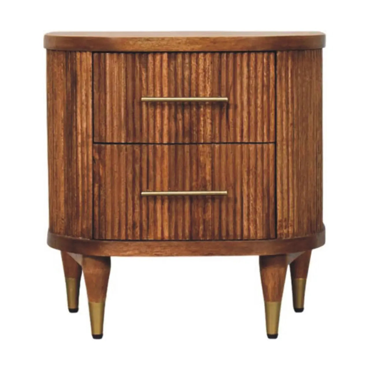 Ribbed Bedside with Brass Accents Avivra