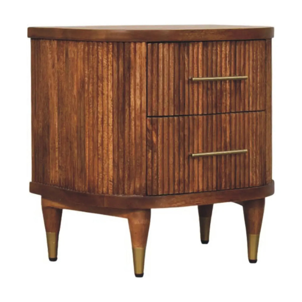 Ribbed Bedside with Brass Accents Avivra