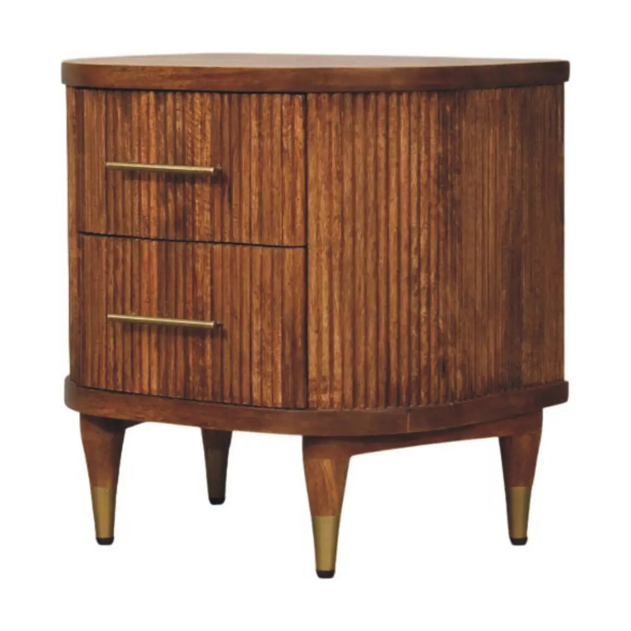 Ribbed Bedside with Brass Accents Avivra