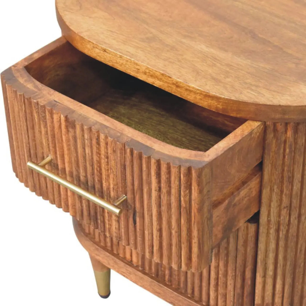 Ribbed Bedside with Brass Accents Avivra