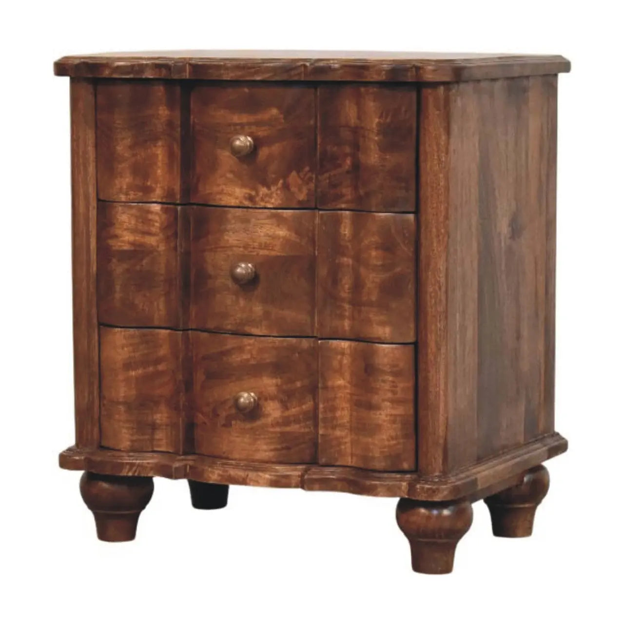 Lume solid mango wood bedside table roasted almond finish